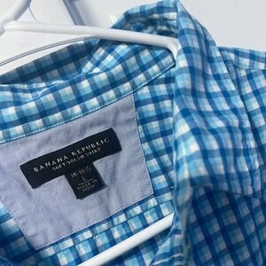 Banana Republic Soft Wash Gingham Button Down Shirt Men's Size Large Blue White
